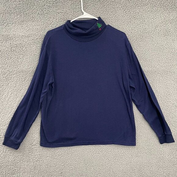 Nutcracker Embroidered Women XL‎ Navy Christmas Holiday Long Sleeve Turtleneck - Picture 1 of 8